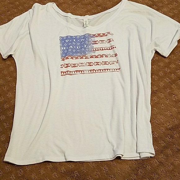 Tin Haul Tops - Tin Haul white flag shirt Tin Haul Tops - Tin Haul white flag shirt